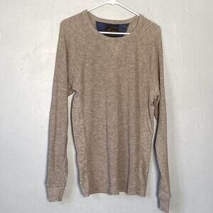 Lucky Brand Shirt Mens Small Tan Gray Strong Boy Thermal Waffle Knit